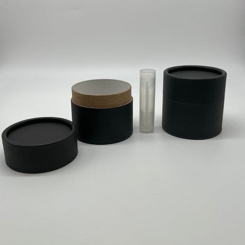 4 ounce / 120 g Lightweight Black Kraft Paper Jar with Brown Neck