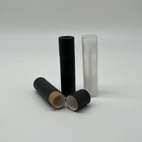 .2 ounce / 5 g Black Lip Balm Tubes Skinny Style with Brown Neck
