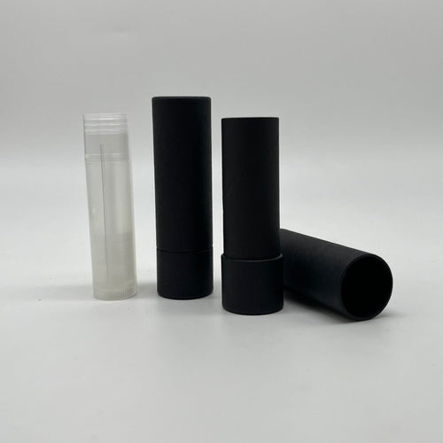 .35 ounce / 9.5 g Matte Black Lip Balm Tubes Modified Neck and Lid