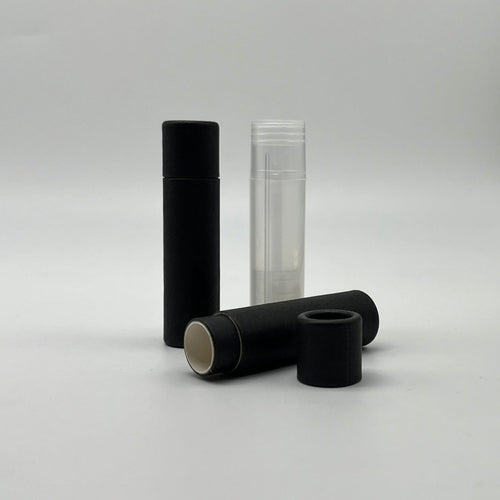 .2 ounce / 5 g Black Lip Balm Tubes Skinny Style Short Lid