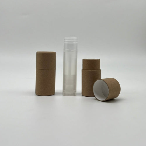 .25 ounce / 7 g Brown Push-Up Lip Balm Paper Tube Extended Lid