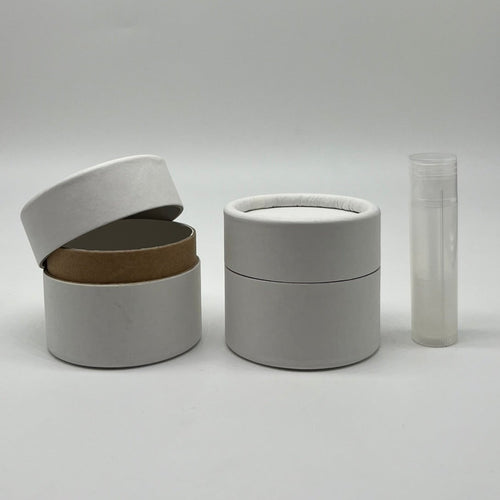 2 ounce / 60 g Lightweight White Kraft Paper Jar with Brown Neck